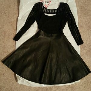 Guess Leather/Mesh Black Dress